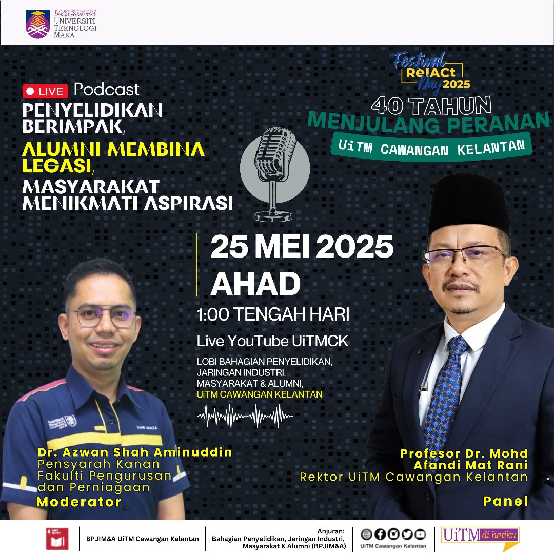 UiTM Cawangan Kelantan Lancar Wajah Baharu Lobi BPJIM&A dan Siri Pertama ReIACt’s Podcast Sempena 40 Tahun Penubuhan
