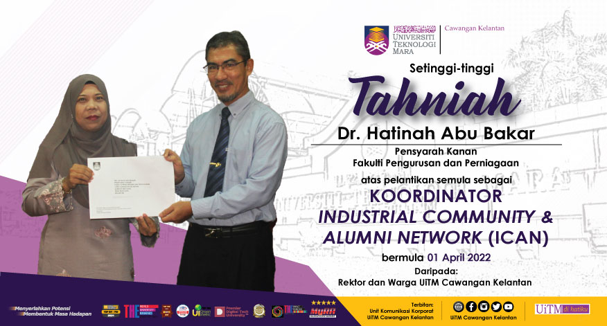 Tahniah!!! Dr. Hatinah Abu Bakar, Koordinator Industrial Community & Alumni Network (ICAN)