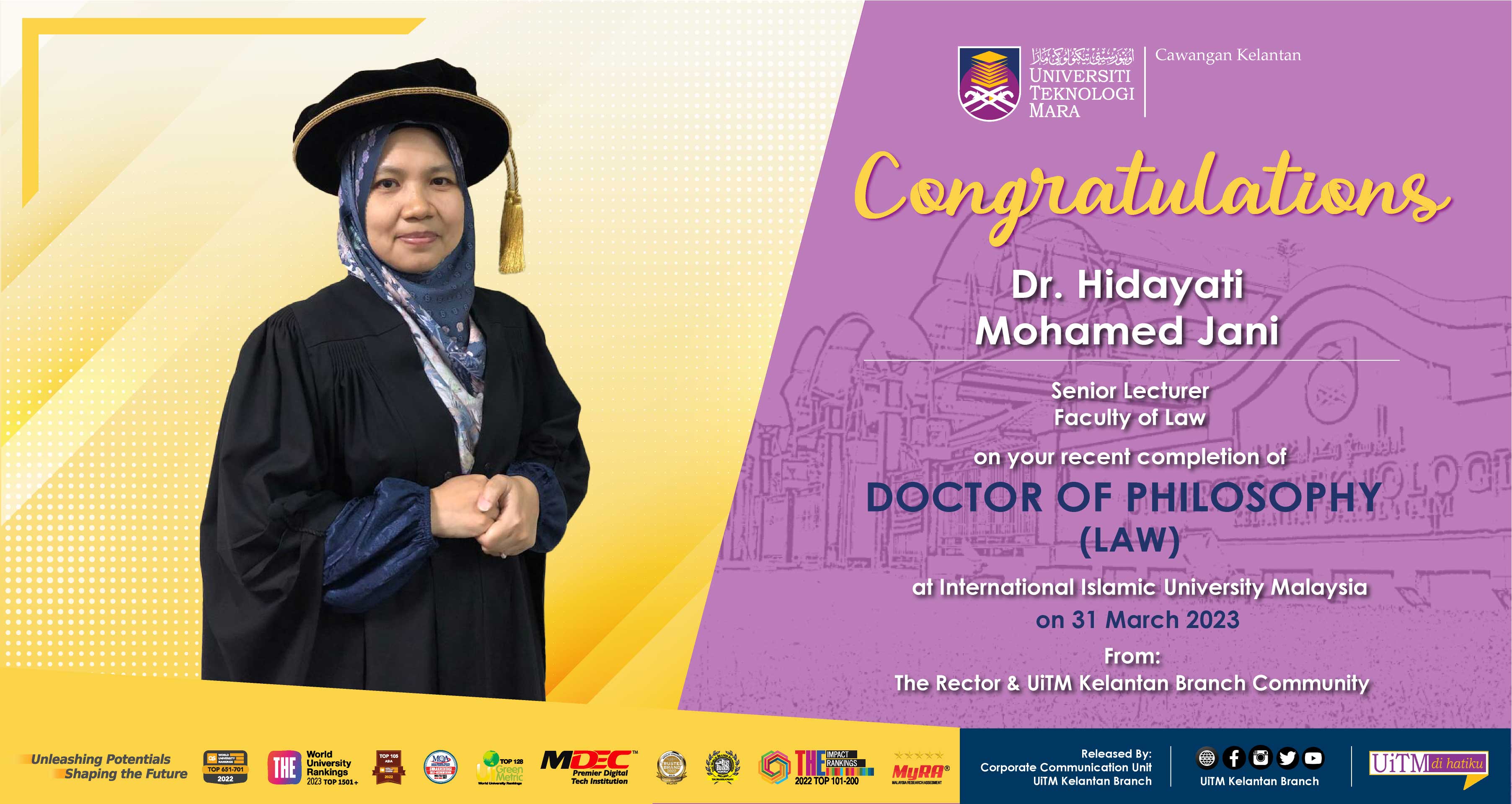 Congratulations!!! Dr. Hidayati Mohamed Jani, Doctor of Philosophy (Law)