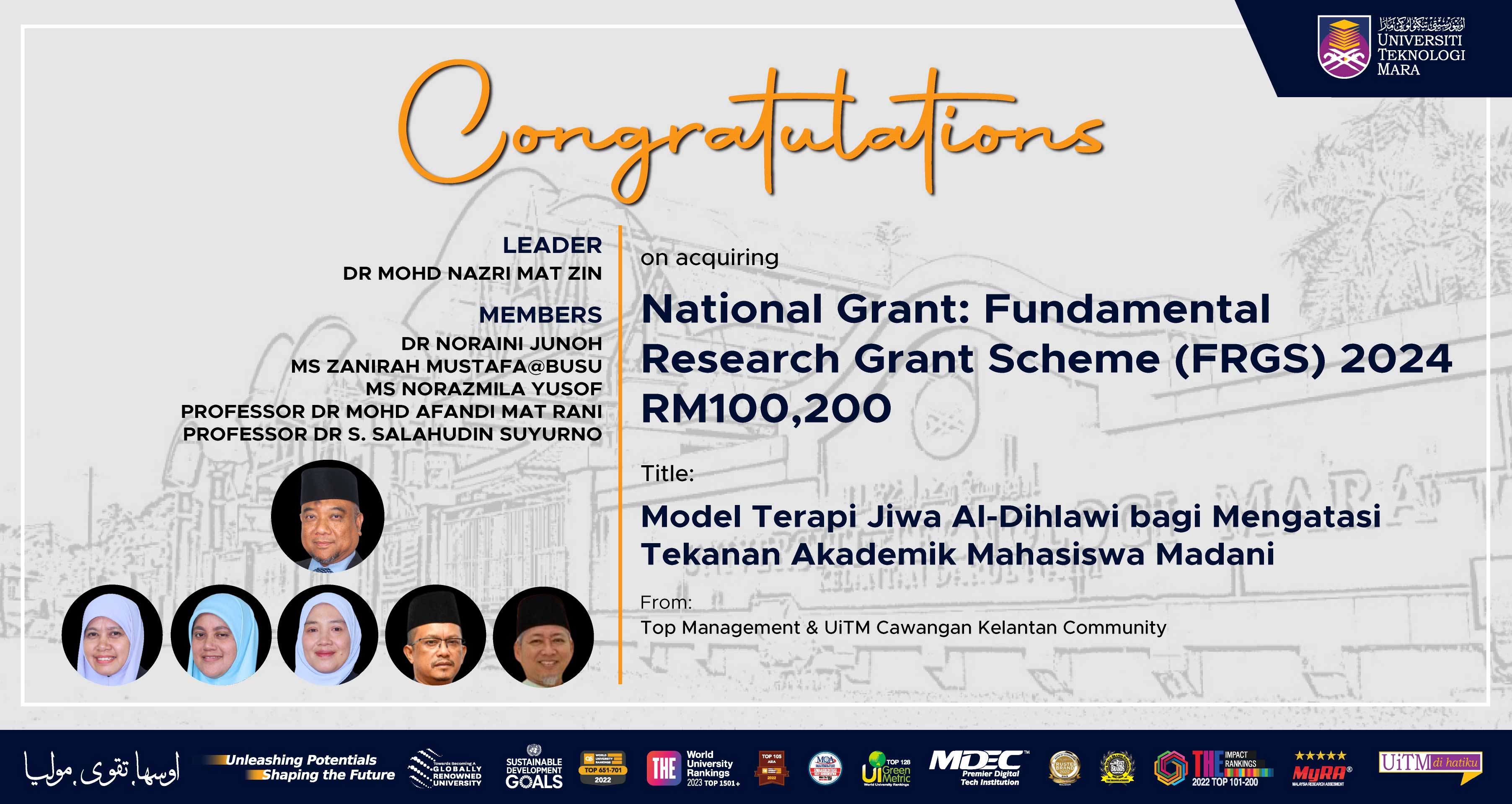 Congratulations!!! National Grant: Fundamental Research Grant Scheme (FRGS) 2024
