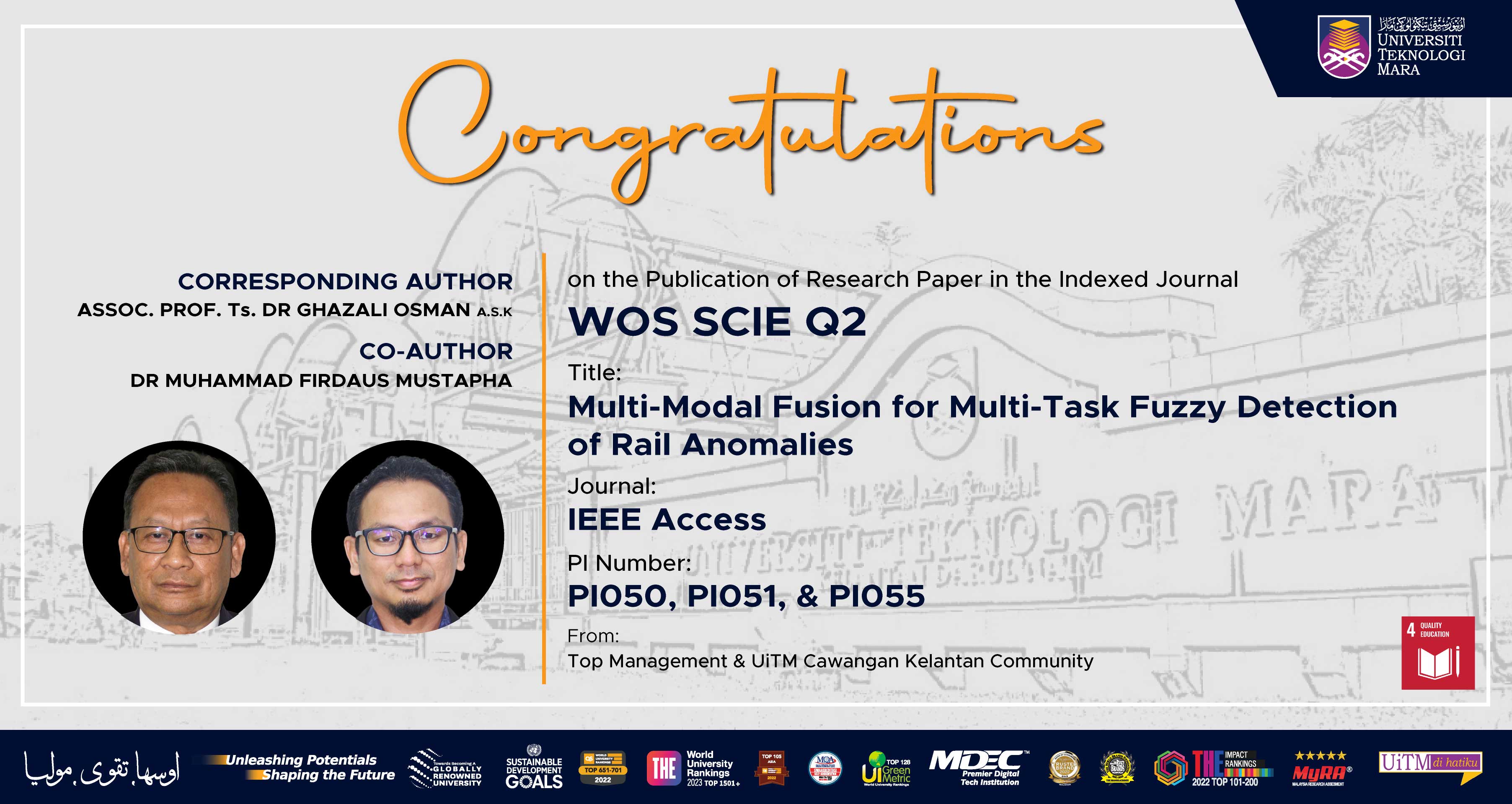 Congratulations!!! Publication of Research Paper in the Indexed Journal WOS SCIE Q2 
