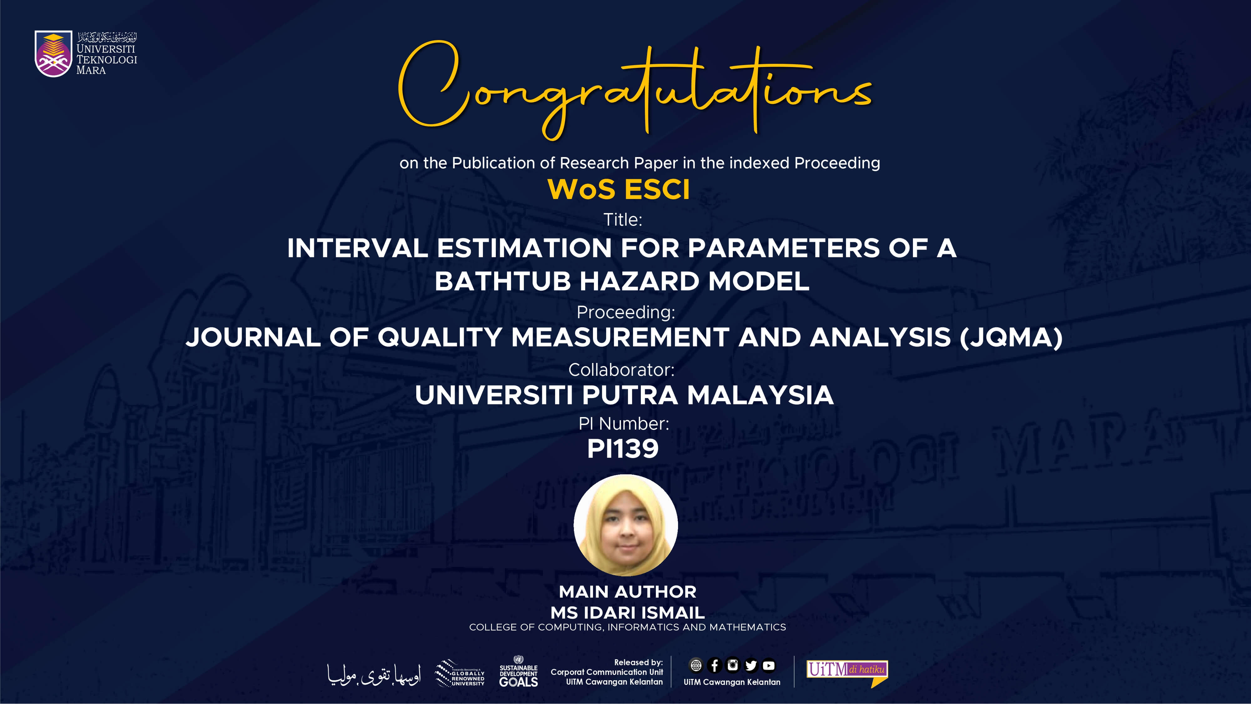 Congratulations!!! Publication of Research Paper in the Indexed Proceeding Wos ESCI