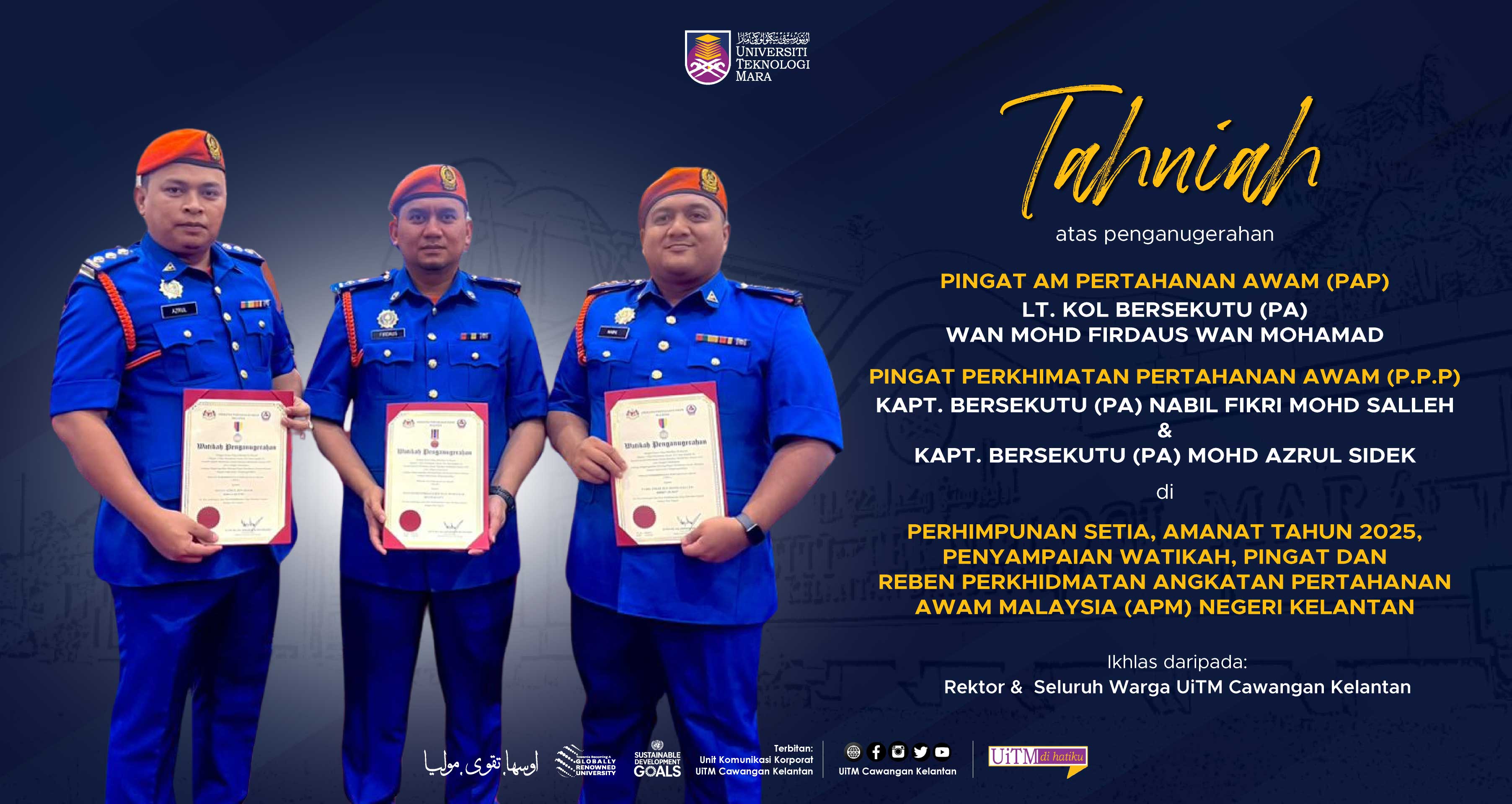 Tahniah!!! Penganugerahan Pingat Am Pertahanan Awam (PAP) dan Pingat Perkhidmatan Pertahanan Awam (P.P.P)